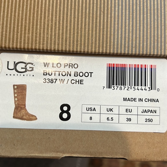 UGG Lo Pro cognac suede button boots size 8 - Picture 7 of 11